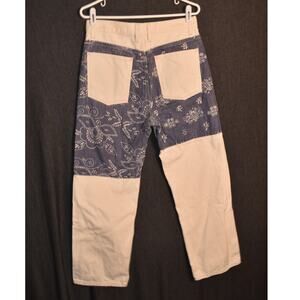 B Sides Blue Jean Women's 29 USA Made Plein Floral Patchwork Cropped Jeans